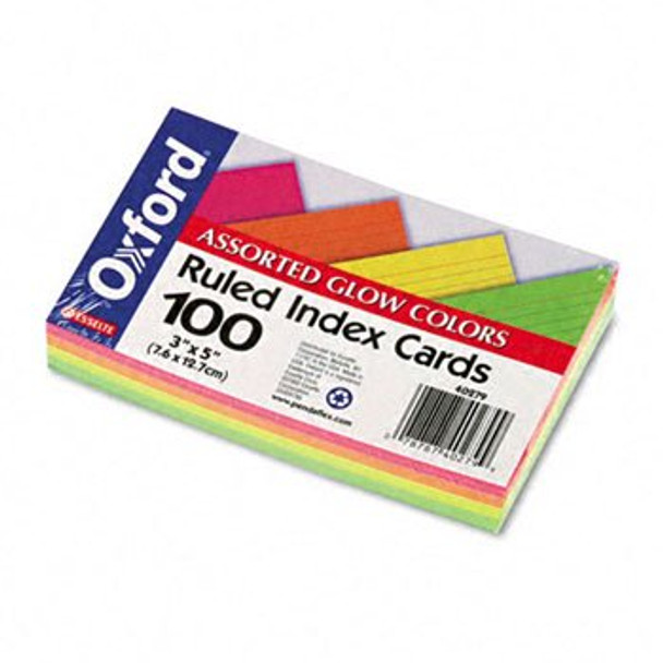 INDEX CARD RULED NEON 3" X 5" PQ.100