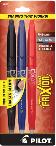 FRIXION BALL CLICKER FINE ERASE BLK\BLU\RED PQ.3