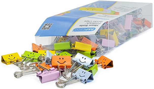 BINDER CLIP SMILE ASSORTED COLORS SMALL PQ.20