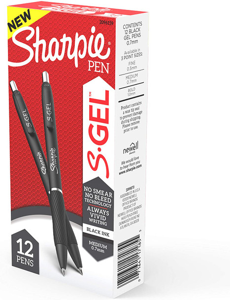 SHARPIE S.GEL 0.7MM 12CT BLACK