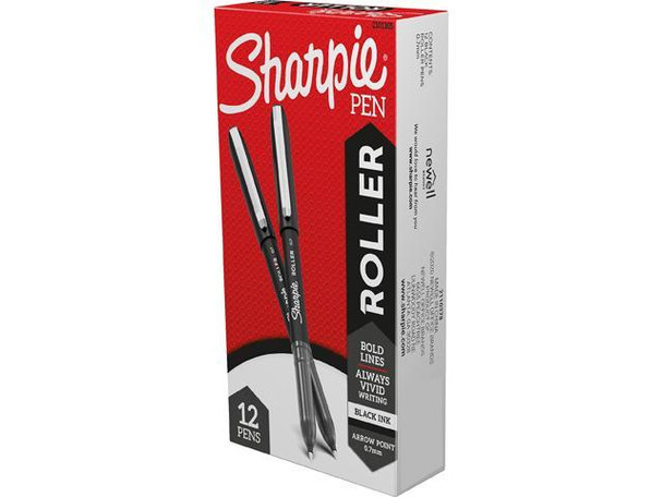 SHARPIE 0.7MM ROLLER 12CT BLACK BOX