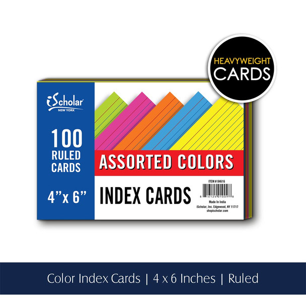 SP INDEX CARD 4 X 6 COLOR RULED (PQ.100)