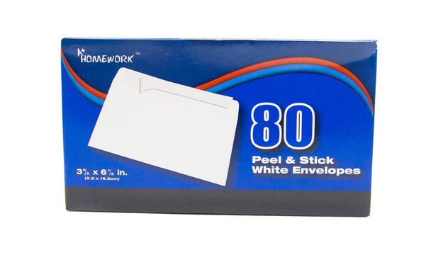 6-3/4" WHITE PEEL & SEAL ENVELOPE 80 PC