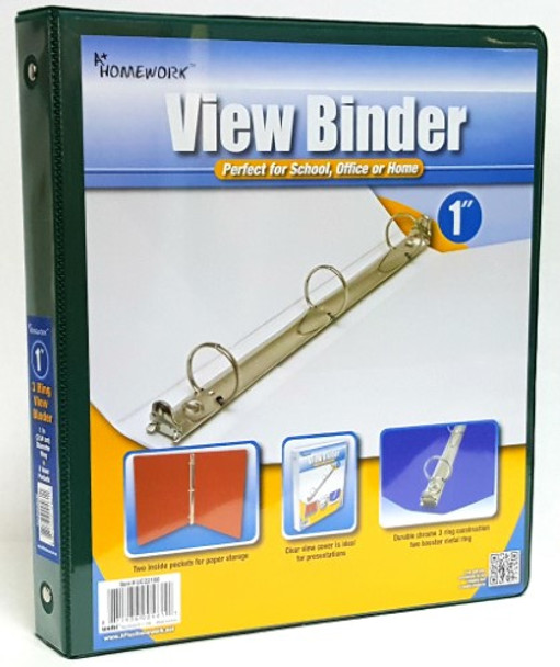 HARD VIEW BINDER 1"  GREEN