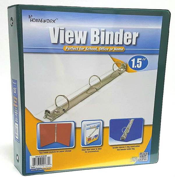 HARD VIEW BINDER 1-1/2" GREEN