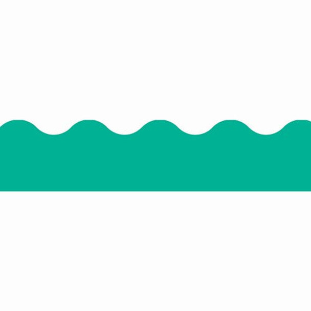 BORDER TEAL SOLID SCALLOPED