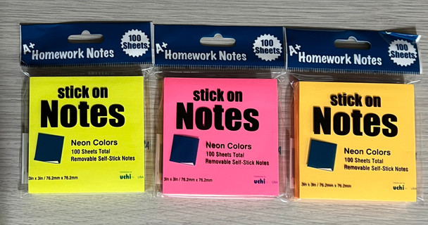 STICKY NOTES 3X3 100SH NEON