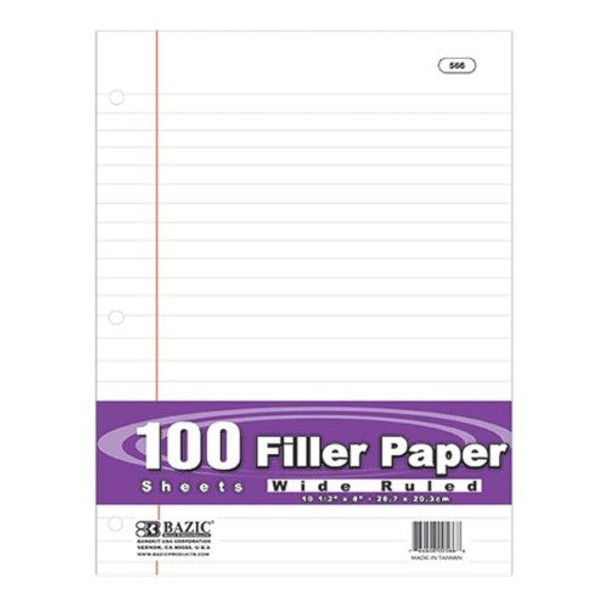 FILLER PAPER WIDE RULED 100 SHEET