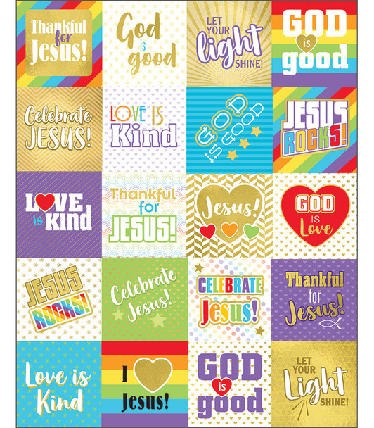 WORDS OF PRAISE SHAPE STICKERS 120 STICKERS