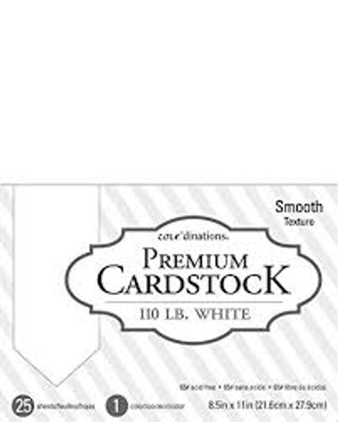 WHITE CARDSTOCK SMOOTH 8.5X11 25 PACK 110LBS