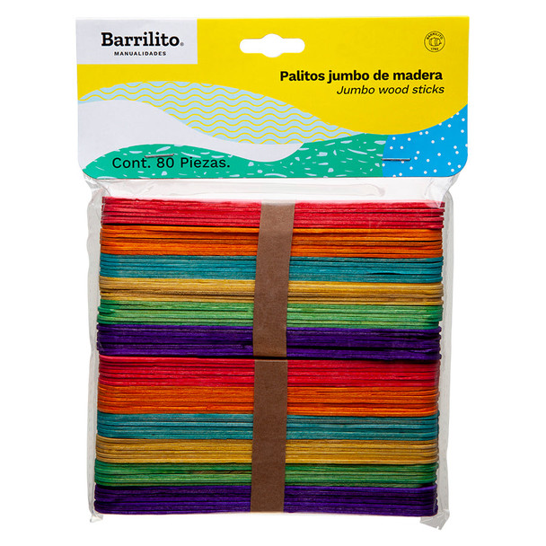 PALITOS DE MADERA JUMBO COLORES 80 PCS