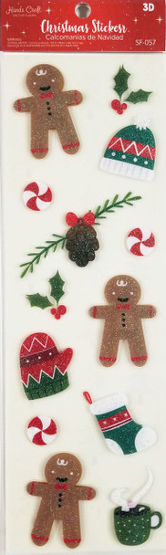 GINGERBREAD MAN 3D STICKER 13 PC