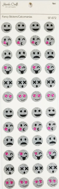 SILVER EMOJI GLITTER STICKER 48 PC