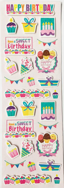 HAPPY BIRTHDAY 3D STICKER PINK 27 PC