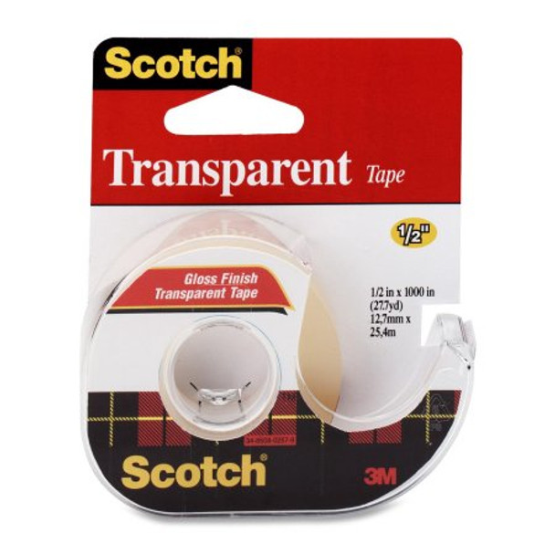 TRANSPARENT TAPE 1/2" X 450" C/DISPENSER