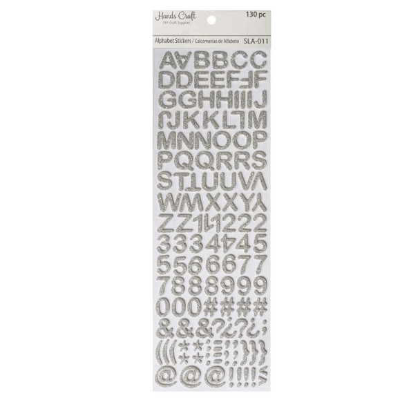 ALPHABET STICKERS SILVER 130 PC