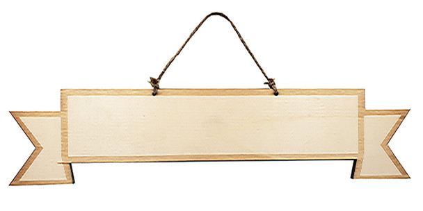 WOODEN BANNER WITH HANGER 10" LONG