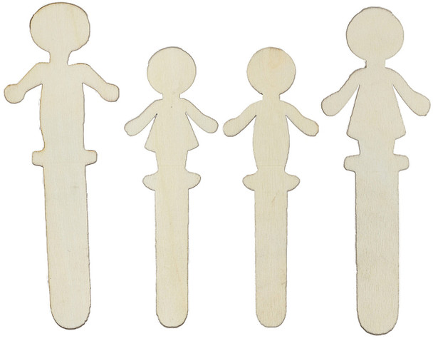 LASER-CUT WOODEN FAMILY 4.25'' 4 PC