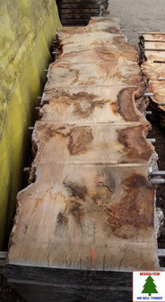 HARDWOOD SAWN DRIED WANEY EDGE / LIVE EDGE TIMBER ENGLISH PIPPY OAK SLAB / TABLE TOP