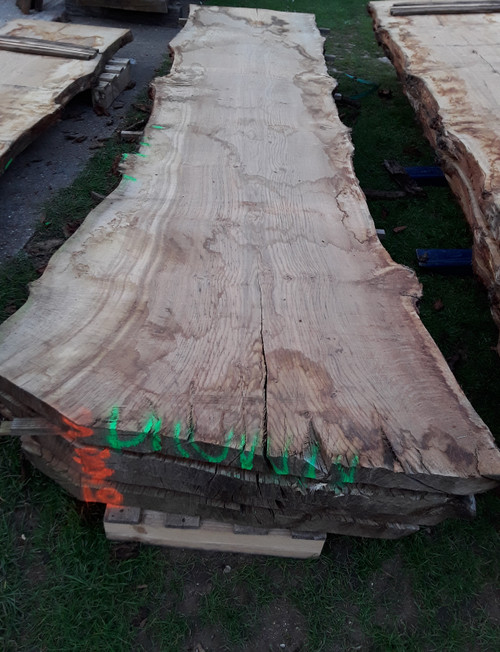 HARDWOOD AIR DRIED TIMBER SAWN WANEY EDGE / LIVE EDGE ENGLISH PIPPY BROWN OAK SLAB / TABLE TOP