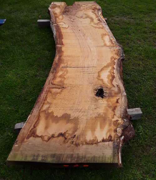 HARDWOOD AIR DRIED SAWN WANEY EDGE / LIVE EDGE ENGLISH OAK SLAB / TABLE TOP