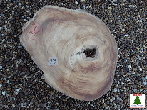 HARDWOOD TIMBER KILN DRIED SAWN WANEY EDGE / LIVE EDGE BURMESE TEAK LOG SLICE / COOKIE