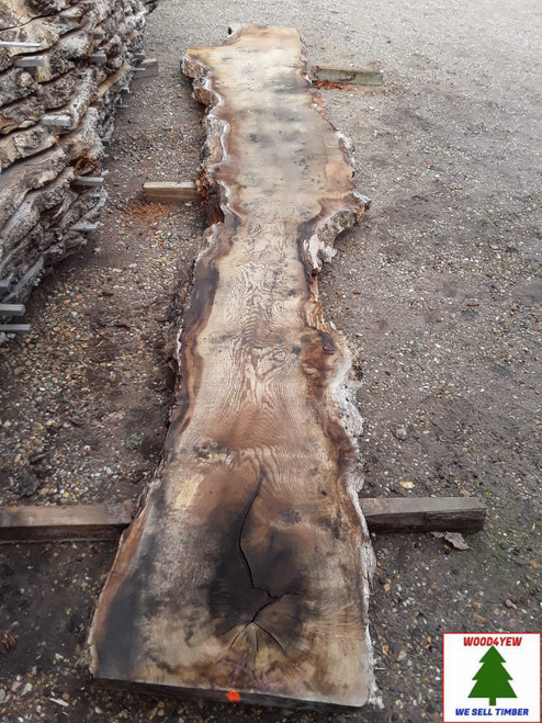 HARDWOOD AIR DRIED SAWN WANEY EDGE / LIVE EDGE TIMBER ENGLISH PIPPY OAK SLAB / TABLE TOP