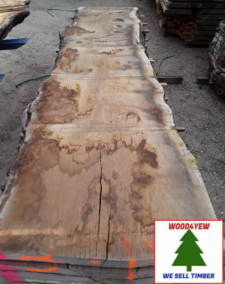 HARDWOOD DRIED TIMBER SAWN WANEY EDGE / LIVE EDGE PIPPY ENGLISH OAK SLAB / TABLE TOP