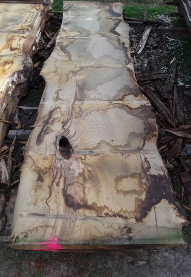 HARDWOOD AIR DRIED WANEY EDGE / LIVE EDGE ENGLISH CHESTNUT SLAB / TABLE TOP