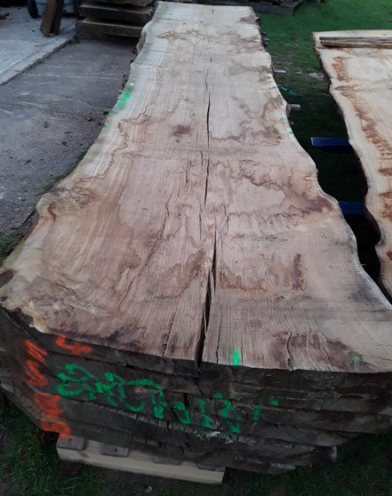 HARDWOOD DRIED SAWN WANEY EDGE / LIVE EDGE ENGLISH PIPPY BROWN OAK SLAB / TABLE TOP