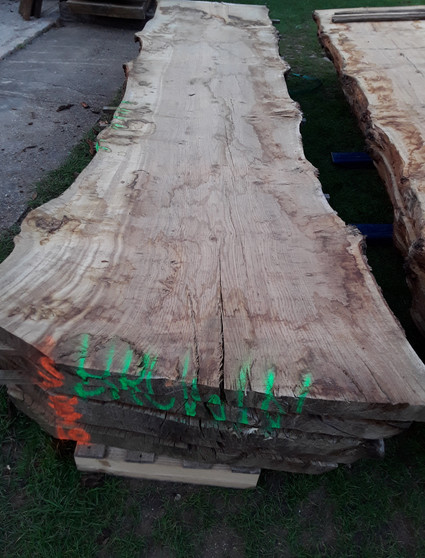 HARDWOOD AIR DRIED TIMBER WANEY EDGE / LIVE EDGE ENGLISH PIPPY BROWN OAK SLAB / TABLE TOP