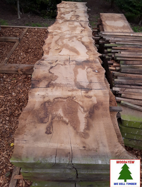 HARDWOOD TIMBER AIR DRIED WANEY EDGE / LIVE EDGE ENGLISH PIPPY OAK SLAB / BOARD