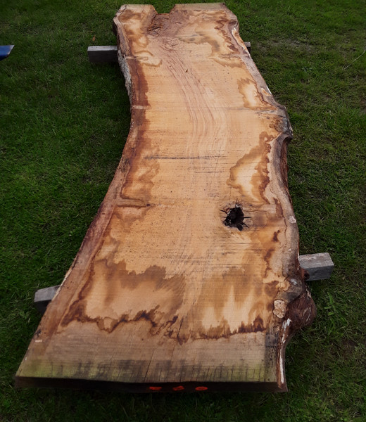 HARDWOOD AIR DRIED SAWN WANEY EDGE / LIVE EDGE ENGLISH OAK SLAB / TABLE TOP