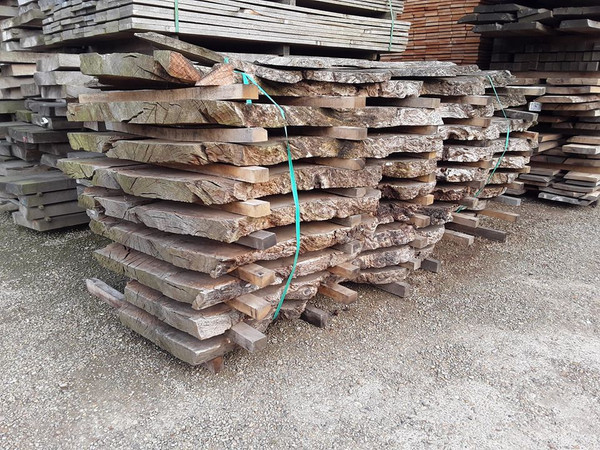 HARDWOOD SAWN BURR / PIPPY ENGLISH WANEY EDGE / LIVE  OAK SLABS / TABLES