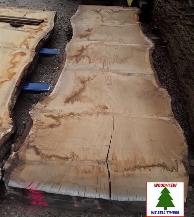 HARDWOOD SAWN TIMBER DRIED WANEY EDGE / LIVE EDGE BURR / PIPPY ENGLISH OAK SLAB / TABLE TOP