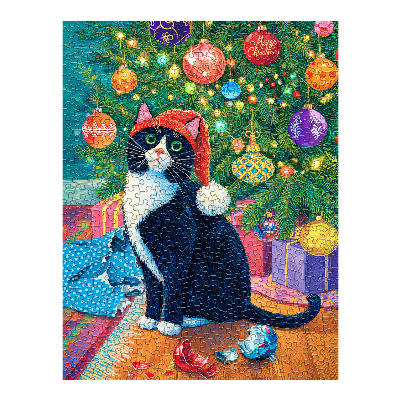 ブリキ看板 クリスマス 9枚 セット サンタ 猫 プレゼント 装飾 PC0107 Christmas Morning Mayhem 500 Piece Jigsaw Puzzle