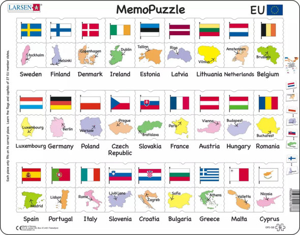 European Union Capitals and Flags 54 Piece Children's Educational Jigsaw Puzzle