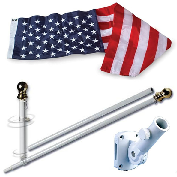 U.S. Flag Set - 3' x 5'  Embroidered Nylon Flag and 7' Spinning Flag Pole