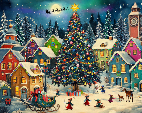 Festive Christmas Village 500 Piece Jigsaw Puzzle