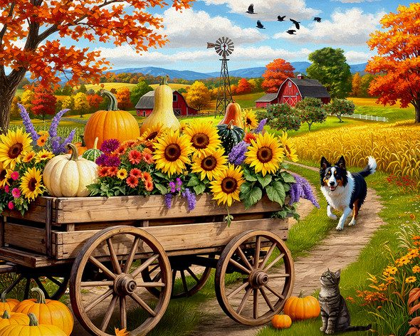 Fall Wagon Wonders 500 Piece Jigsaw Puzzle