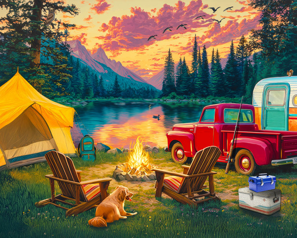 Camping at the Lake 1000 Piece Jigsaw Puzzle