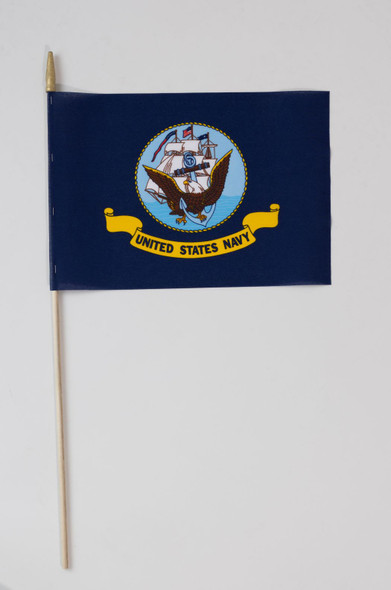 Navy  Stick Flag  - 12" x 18" - Nylon