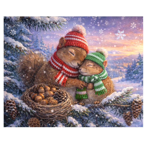 Snowy Squirrels 500 Piece Jigsaw Puzzle