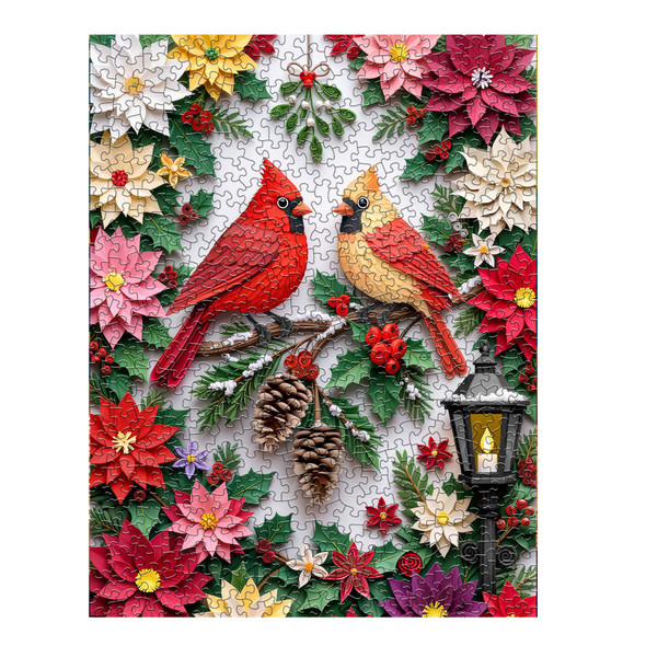Holiday Paper Cardinals 1000 Piece Jigsaw Puzzle