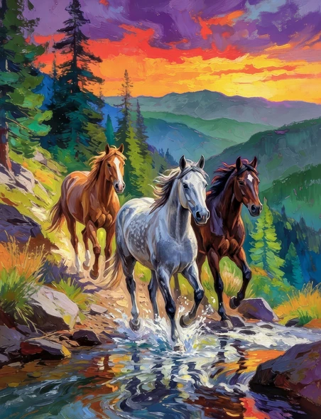 Wild Horses at Sunset 500 Piece Jigsaw Puzzle