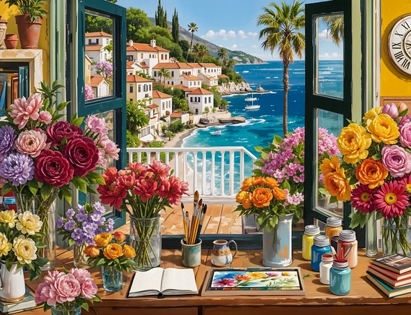 Mediterranean in Bloom 1000 Piece Jigsaw Puzzle