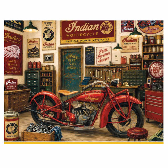 Indian Motorcycle Garage 1000 Piece Jigsaw Puzzle