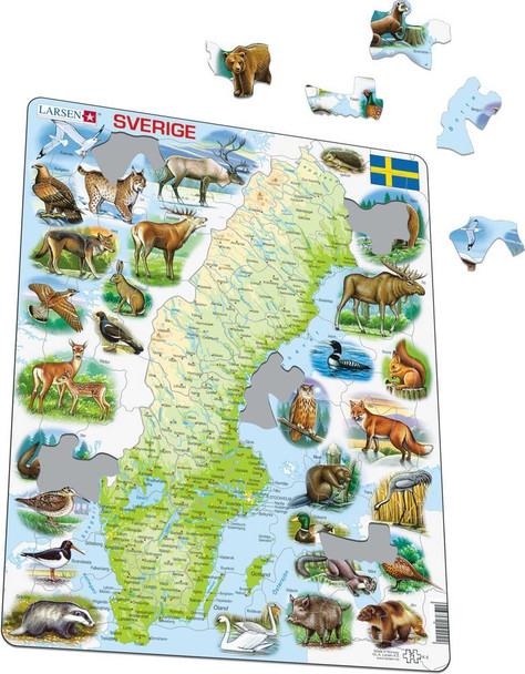 Sweden Map with Animals 71 Piece Children's Educational Jigsaw Puzzle