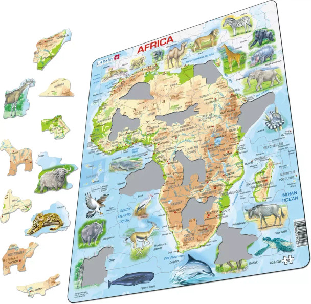 Africa Map with Animals 63 Piece Children's Educational Jigsaw Puzzle