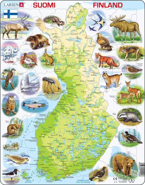 Finland Map with Animals 78 Piece Children's Educational Jigsaw Puzzle
